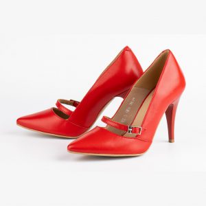 Petite red leather pumps