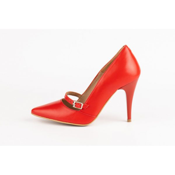 Red leather pumps MD003